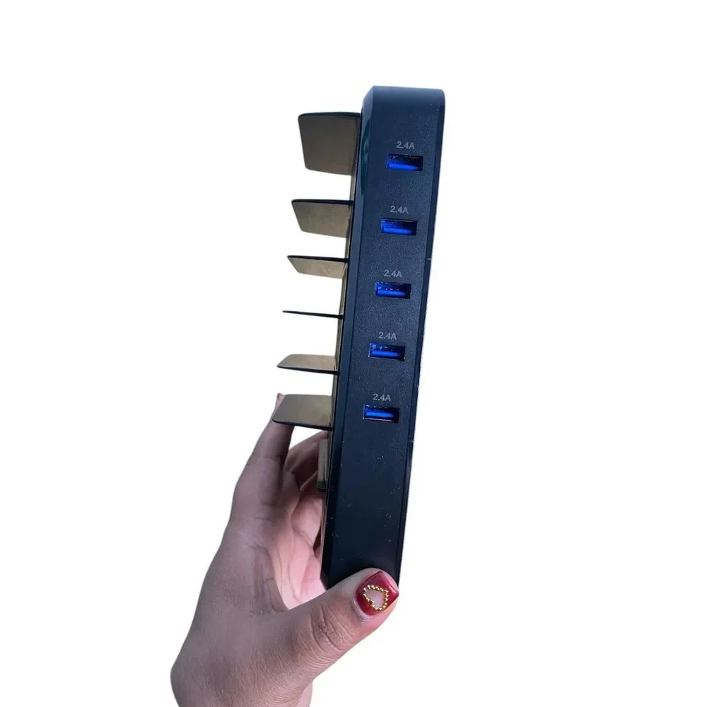 Powstick 5 Port USB Charging Station Dock Multi Device Organizer Black 2.4A C72Q